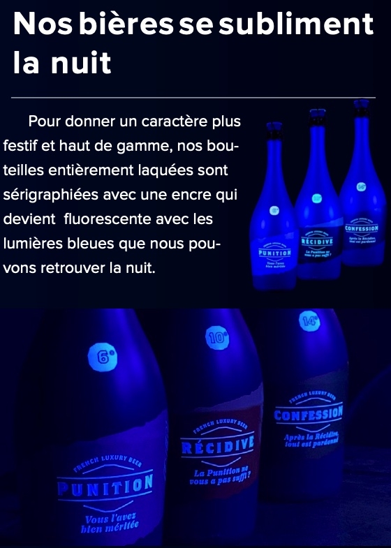 Bières Maison DB fluorescente la nuit www.luxfood-shop.fr